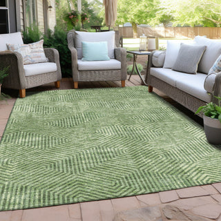 Piper Looms Chantille Geometric ACN912 Green Machine Washable Area Rug Outdoor Lifestyle Image Feature