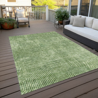 Piper Looms Chantille Geometric ACN912 Green Machine Washable Area Rug Outdoor Lifestyle Image Feature
