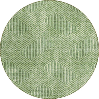 Piper Looms Chantille Geometric ACN912 Green Machine Washable Area Rug Round Main Image