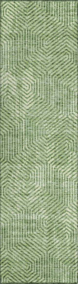 Piper Looms Chantille Geometric ACN912 Green Machine Washable Area Rug Runner Main Image