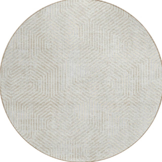 Piper Looms Chantille Geometric ACN912 Ivory Machine Washable Area Rug Round Main Image