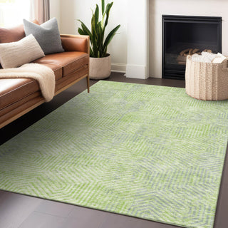 Piper Looms Chantille Geometric ACN912 Lime Machine Washable Area Rug Lifestyle Image Feature