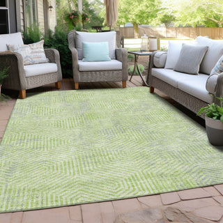 Piper Looms Chantille Geometric ACN912 Lime Machine Washable Area Rug Outdoor Lifestyle Image Feature