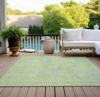 Piper Looms Chantille Geometric ACN912 Lime Machine Washable Area Rug Outdoor Lifestyle Image Feature