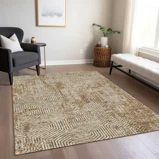 Piper Looms Chantille Geometric ACN912 Mocha Machine Washable Area Rug Lifestyle Image Feature