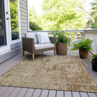 Piper Looms Chantille Geometric ACN912 Mocha Machine Washable Area Rug Outdoor Lifestyle Image Feature