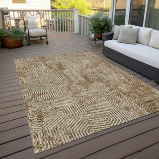 Piper Looms Chantille Geometric ACN912 Mocha Machine Washable Area Rug Outdoor Lifestyle Image Feature