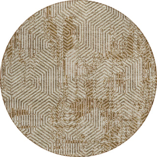 Piper Looms Chantille Geometric ACN912 Mocha Machine Washable Area Rug Round Main Image
