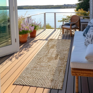 Piper Looms Chantille Geometric ACN912 Mocha Machine Washable Area Rug Runner Outdoor Lifestyle Image Feature