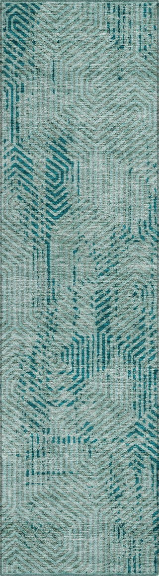 Piper Looms Chantille Geometric ACN912 Teal Machine Washable Area Rug Runner Main Image