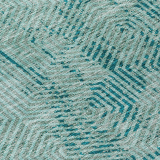 Piper Looms Chantille Geometric ACN912 Teal Machine Washable Area Rug Swatch Image