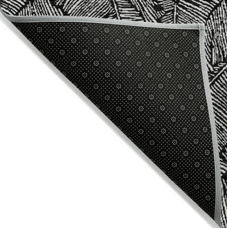 Piper Looms Chantille Floral ACN913 Black Machine Washable Area Rug Backing Image
