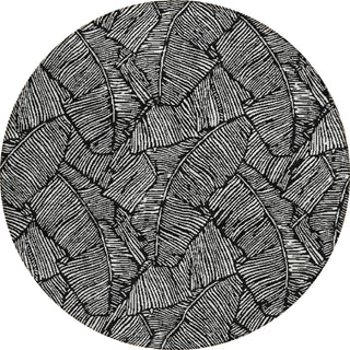 Piper Looms Chantille Floral ACN913 Black Machine Washable Area Rug Round Main Image