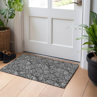 Piper Looms Chantille Floral ACN913 Black Machine Washable Area Rug Scatter Lifestyle Image Feature
