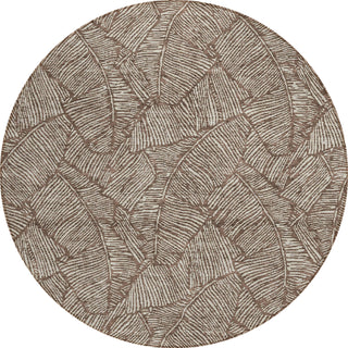 Piper Looms Chantille Floral ACN913 Brown Machine Washable Area Rug Round Main Image