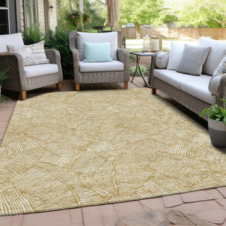 Piper Looms Chantille Floral ACN913 Gold Machine Washable Area Rug Outdoor Lifestyle Image Feature