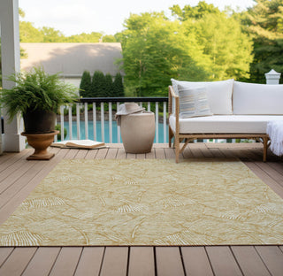 Piper Looms Chantille Floral ACN913 Gold Machine Washable Area Rug Outdoor Lifestyle Image Feature