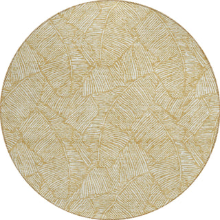 Piper Looms Chantille Floral ACN913 Gold Machine Washable Area Rug Round Main Image