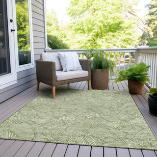 Piper Looms Chantille Floral ACN913 Green Machine Washable Area Rug Outdoor Lifestyle Image Feature
