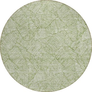 Piper Looms Chantille Floral ACN913 Green Machine Washable Area Rug Round Main Image
