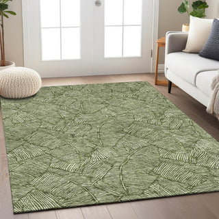 Piper Looms Chantille Floral ACN913 Olive Machine Washable Area Rug Lifestyle Image Feature
