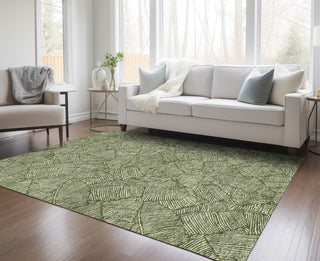 Piper Looms Chantille Floral ACN913 Olive Machine Washable Area Rug Lifestyle Image Feature