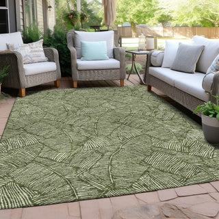 Piper Looms Chantille Floral ACN913 Olive Machine Washable Area Rug Outdoor Lifestyle Image Feature