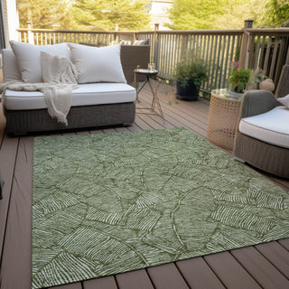 Piper Looms Chantille Floral ACN913 Olive Machine Washable Area Rug Outdoor Lifestyle Image Feature