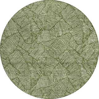 Piper Looms Chantille Floral ACN913 Olive Machine Washable Area Rug Round Main Image
