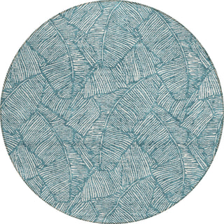 Piper Looms Chantille Floral ACN913 Teal Machine Washable Area Rug Round Main Image