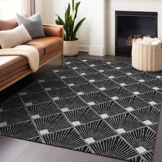 Piper Looms Chantille Diamonds ACN914 Black Machine Washable Area Rug Lifestyle Image Feature