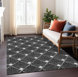 Piper Looms Chantille Diamonds ACN914 Black Machine Washable Area Rug Lifestyle Image Feature