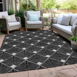 Piper Looms Chantille Diamonds ACN914 Black Machine Washable Area Rug Outdoor Lifestyle Image Feature