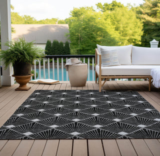 Piper Looms Chantille Diamonds ACN914 Black Machine Washable Area Rug Outdoor Lifestyle Image Feature