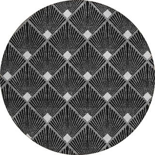 Piper Looms Chantille Diamonds ACN914 Black Machine Washable Area Rug Round Main Image