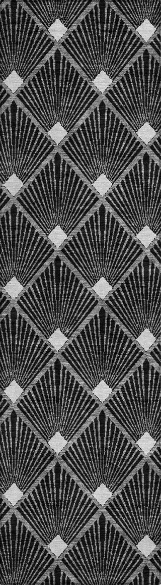Piper Looms Chantille Diamonds ACN914 Black Machine Washable Area Rug Runner Main Image