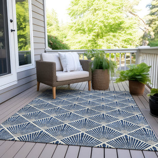 Piper Looms Chantille Diamonds ACN914 Navy Machine Washable Area Rug Outdoor Lifestyle Image Feature