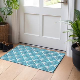 Piper Looms Chantille Diamonds ACN914 Teal Machine Washable Area Rug Scatter Lifestyle Image Feature
