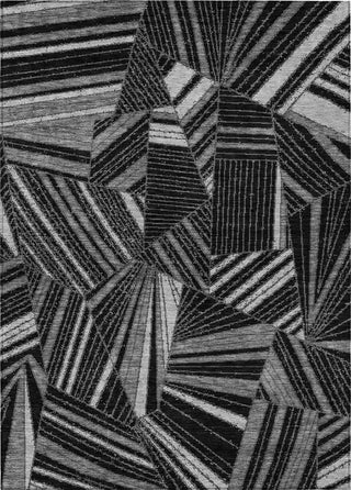 Piper Looms Chantille Geometric ACN915 Black Machine Washable Area Rug main image