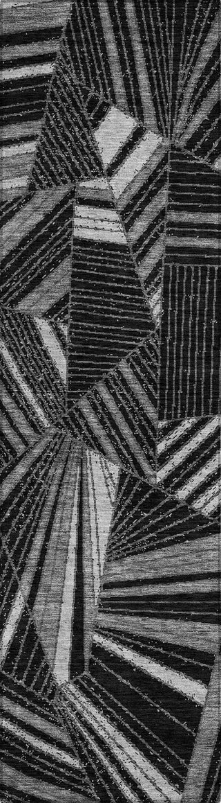 Piper Looms Chantille Geometric ACN915 Black Machine Washable Area Rug Runner Main Image