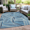 Piper Looms Chantille Geometric ACN915 Blue Machine Washable Area Rug Outdoor Lifestyle Image Feature