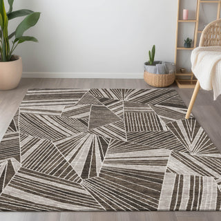 Piper Looms Chantille Geometric ACN915 Brown Machine Washable Area Rug Lifestyle Image Feature