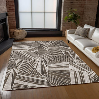 Piper Looms Chantille Geometric ACN915 Brown Machine Washable Area Rug Lifestyle Image Feature