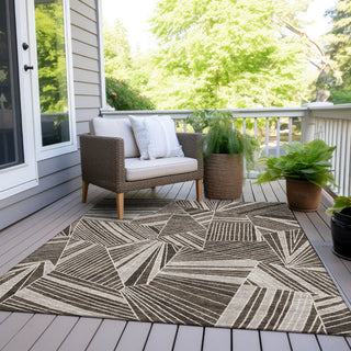 Piper Looms Chantille Geometric ACN915 Brown Machine Washable Area Rug Outdoor Lifestyle Image Feature