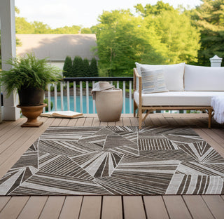 Piper Looms Chantille Geometric ACN915 Brown Machine Washable Area Rug Outdoor Lifestyle Image Feature