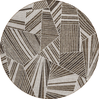 Piper Looms Chantille Geometric ACN915 Brown Machine Washable Area Rug Round Main Image