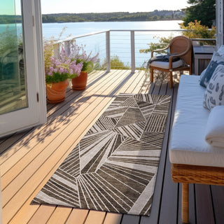 Piper Looms Chantille Geometric ACN915 Brown Machine Washable Area Rug Runner Outdoor Lifestyle Image Feature