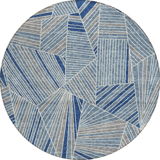 Piper Looms Chantille Geometric ACN915 Denim Machine Washable Area Rug Round Main Image