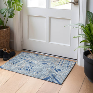 Piper Looms Chantille Geometric ACN915 Denim Machine Washable Area Rug Scatter Lifestyle Image Feature