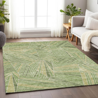 Piper Looms Chantille Geometric ACN915 Green Machine Washable Area Rug Lifestyle Image Feature